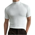 thumbnail image 2 of Aueoeo Workout Shirts For Men T Shirts For Man Mens Casual Turtleneck Mock Neck T Shirt Slim Fitted Short Sleeve Summer Basic Tops Mens Big & Tall Shirts S-5Xl Fathers Day Shirts On, 2 of 9