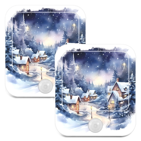 Winter Houses with Snow LED Motion Sensor Night Light Plug into Wall 2 Pack Auto Dusk to Dawn Adjustable