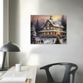 thumbnail image 3 of Jiayy Christmas Lighted Canvas Print - Winter Scene Wall Art with a Victorian House in a Snowy Setting - the Christmas Trees Light Up - 20x16 inch, 3 of 4