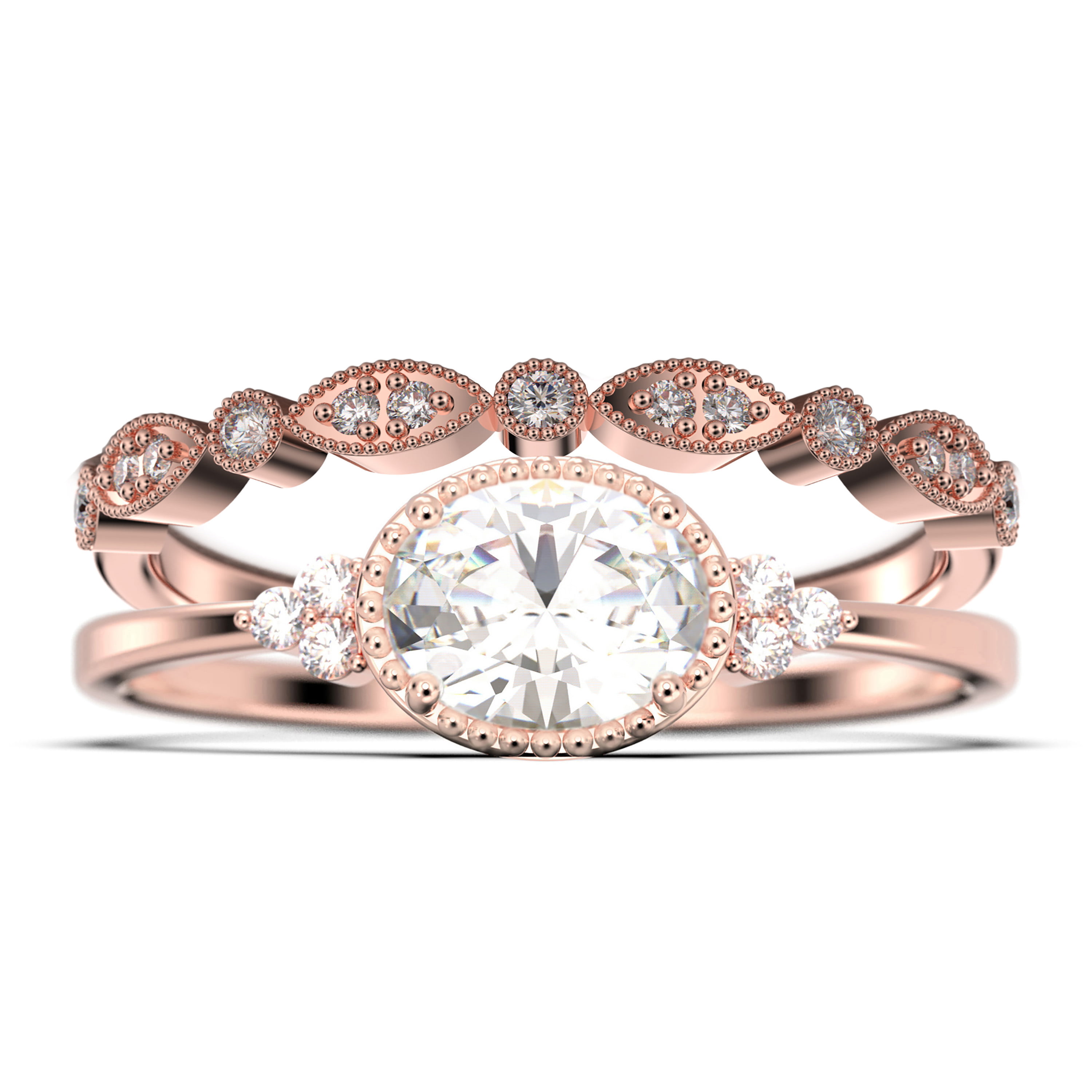 Details about   14K Rose Gold Round Cut 1CT White Real Certified Moissanite Diamond Promise Ring 