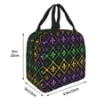 thumbnail image 2 of KLL Mardi Gra Geometric Print Insulated Lunch Bag Women, Reusable Cute Tote Lunch Box for Adult & Men, Leakproof Cooler Lunch Bags for Work Office Travel Picnic, 2 of 5