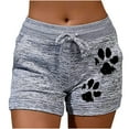 thumbnail image 2 of Usmixi Summer Shorts for Women Fashion Elastic Waist Dog Paws Print Short Pants Soft Cotton Drawstring Plus Size Shorts with Pocket Gray XXXL, 2 of 5