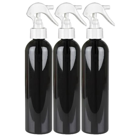 MoYo Natural Labs 8 oz Spray Bottle, Trigger Sprayer Empty Travel Containers, BPA Free PET Plastic for Essential Oils and Liquids/Cosmetics (3 pack, Black)