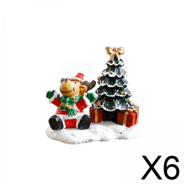 6 Estatuas Pequeñas Y Bonitas De Navidad, Adorables , árbol De Navidad, Estatuilla De Resina, Alce