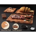 thumbnail image 5 of Bamboo Cutting Boards for Kitchen(Set of 3),Chopping Boards with Juice Groove,End Grain Serving Board with Holder,Bamboo Butcher Block for Meat,Vegetables,Fruit, 5 of 6