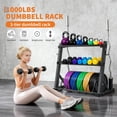 thumbnail image 4 of Kojooin 3-Tier Barbell Storage Rack, Adjustable Weight Organizer for Dumbbells and Kettlebells, 1000 lb Capacity Carbon Steel Rack, 4 of 7