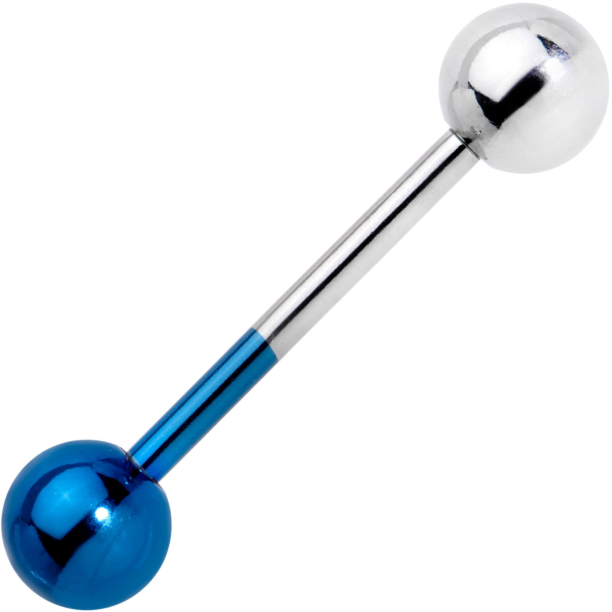 Body Candy Tongue Ring Nipplering Blue Anodized Titanium Steel Two Tone