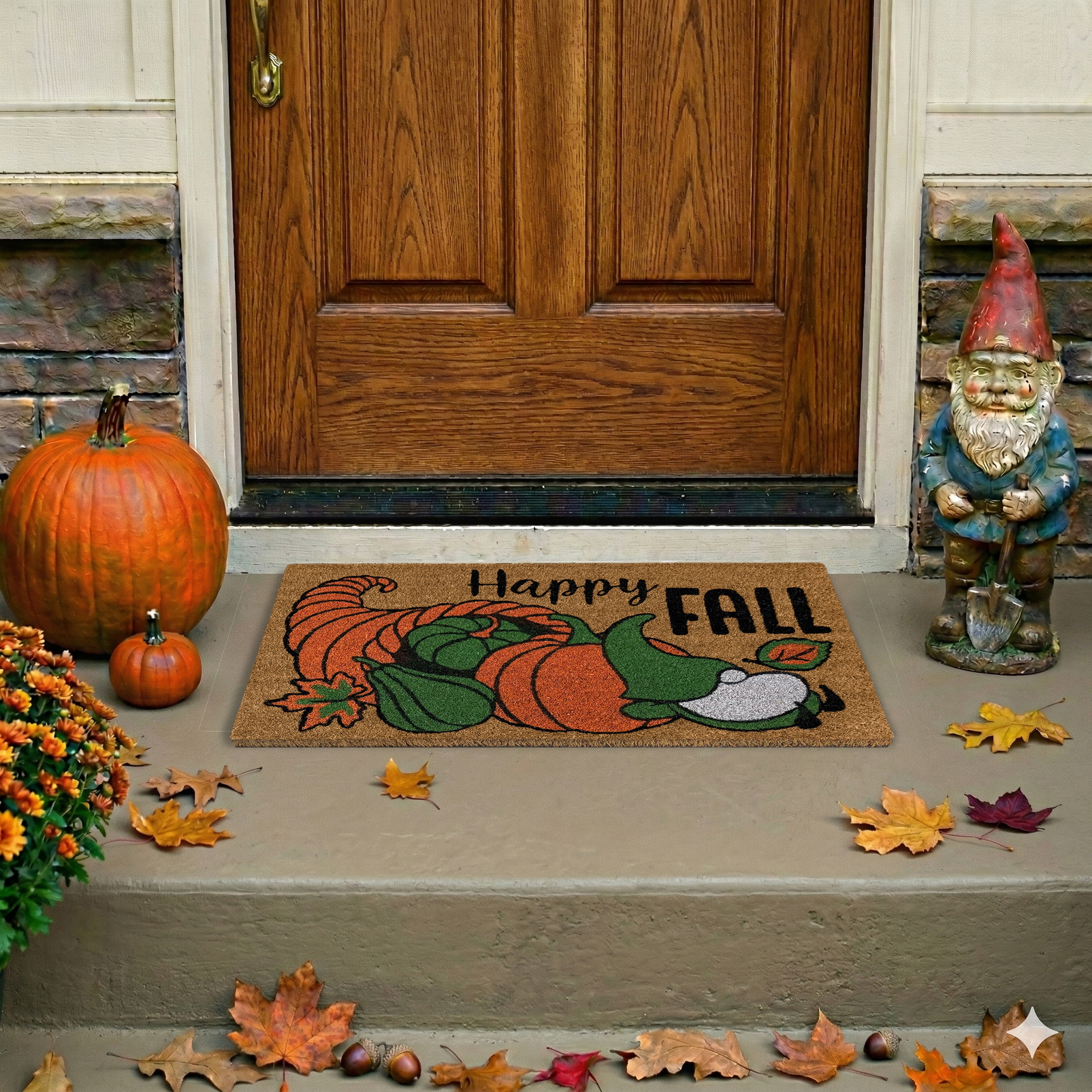 Achim Printed Coir Holiday Doormat 18" x 30" - Fall Gnome