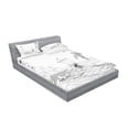 thumbnail image 2 of Ambesonne Beach Fitted Sheet & Pillow Sham Set, Sketch with Boat Palms, Queen, Black and White, 2 of 2