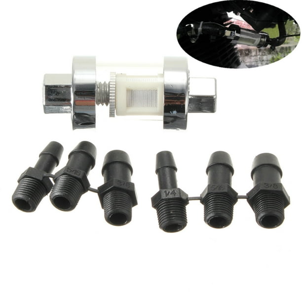 Chrome Glass Inline Inline Diesel Petrol Fuel Filter 1/4" 5/16" 3/8