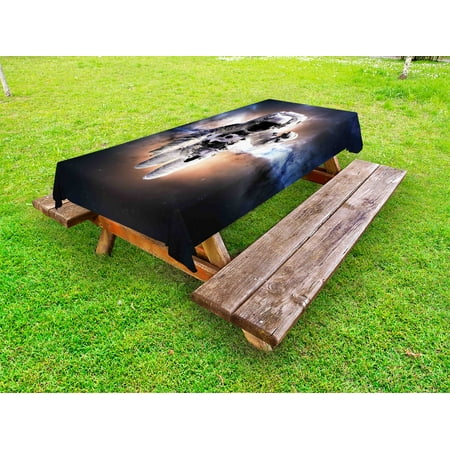 

Astronaut Outdoor Tablecloth Floating Astronaut in Space Nebula Heavenly Bodies Star Systems Love Science Decorative Washable Fabric Picnic Tablecloth 58 X 104 Inches Multicolor by Ambesonne