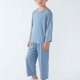 thumbnail image 3 of Top de Manga Larga Y Pantalones de Cintura Elásticos para Niños Color Sólido Cuello Redondo Home Wear, Mezcla de Algodón Suave Casual, 3 of 8