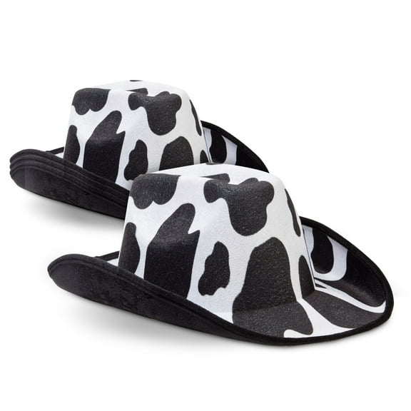 Zodaca 4 Pack Black and White Cow Print Cowboy Hat for Adults (One Size) - Cowboy Hats