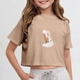 thumbnail image 2 of Gubotare Toddler Tshirt Girls Super Soft Short Sleeve T Shirts Print Cute Design (Khaki,Size 4-5 Years), 2 of 4