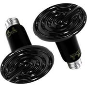 Simple Deluxe 100W 2-Pack Ceramic Heat Emitter, No Light Emitting Light Bulbs, Ceramic Heat Lamp for Reptiles, Amphibian, Chicken, Dog, Cat