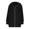 thumbnail image 4 of Htigea Women's Zip Up Long Hoodies Solid Color Fleece Sweatshirts Coats Drawstring Hooded Jackets with Pockets Black L, 4 of 8