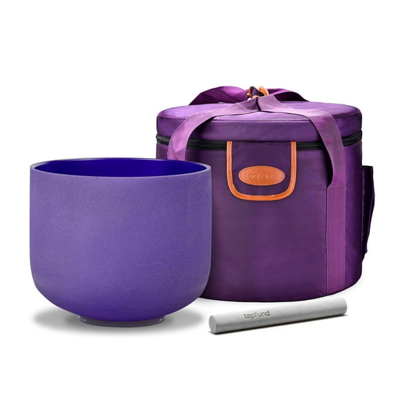 TOPFUND 432Hz Violet A# Note Pineal Chakra 10 inch Crystal Singing Bowl with Heavy duty carrying case and Suede Stick