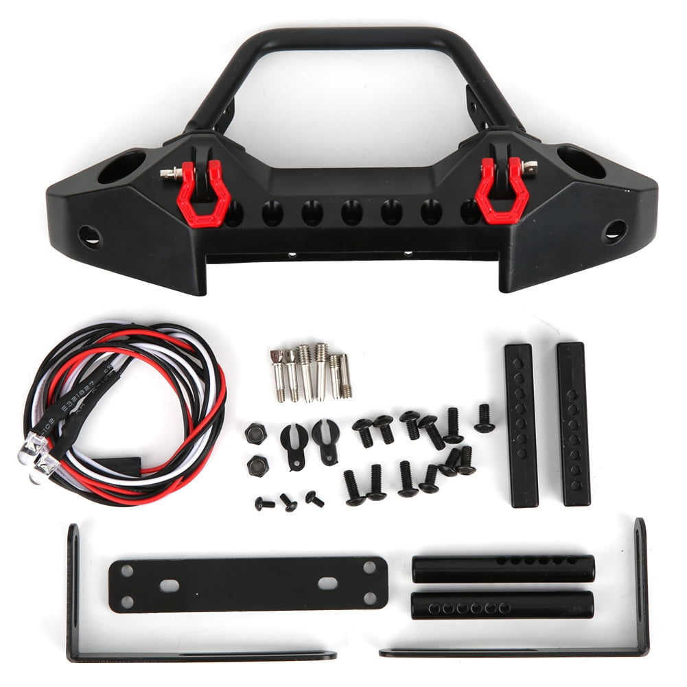 Tbest Metal Front Bumper with 2LED Lights for axial SCX10 AX103007 1/10 RC car Model 