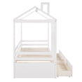 thumbnail image 6 of Twin Size House Bed, Wood Platform Bed with Window and Two Storage Drawers, White, 6 of 8