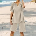 thumbnail image 2 of Conjunto de 2 piezas para mujer: blusa de pierna ancha y pantalones elásticos, cuello en V, ropa informal para el día a día, para todas las estaciones, tallas S/XXXXXL, 2 of 2