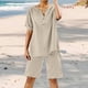 thumbnail image 2 of Conjunto de 2 piezas para mujer: blusa de pierna ancha y pantalones elásticos, cuello en V, ropa informal para el día a día, para todas las estaciones, tallas S/XXXXXL, 2 of 2