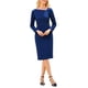 thumbnail image 1 of Vestido asimétrico de cuello para mujer INSPIRE CHIC, vestido semi formal de manga larga, talla 2XL, azul real, 1 of 5