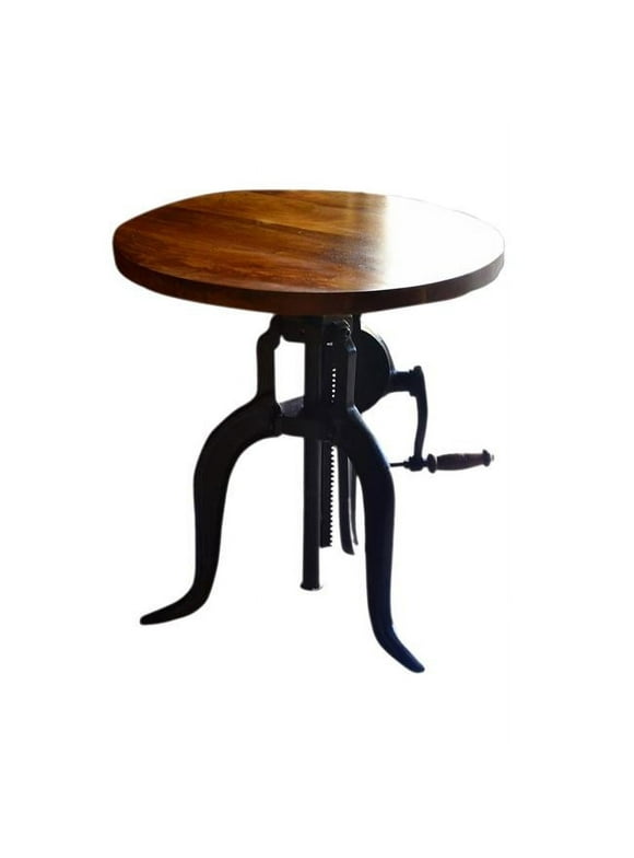 Carolina Cottage  Regan Adjustable Crank Accent Table - Chestnut & Black - 28 x 18 x 18 in.