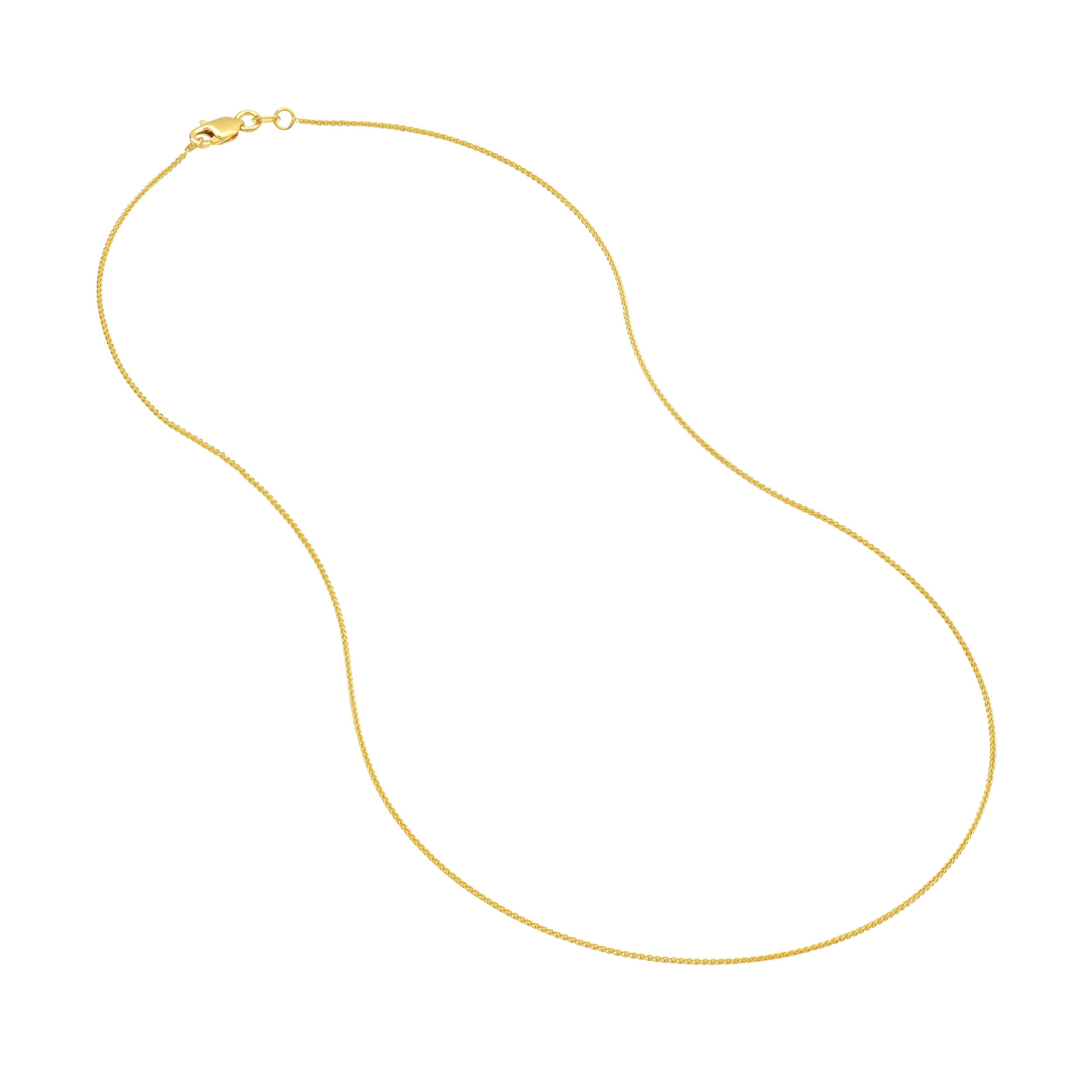 14K Yellow Gold Women's 20" 0.85mm Round Wheat Chain Necklace
