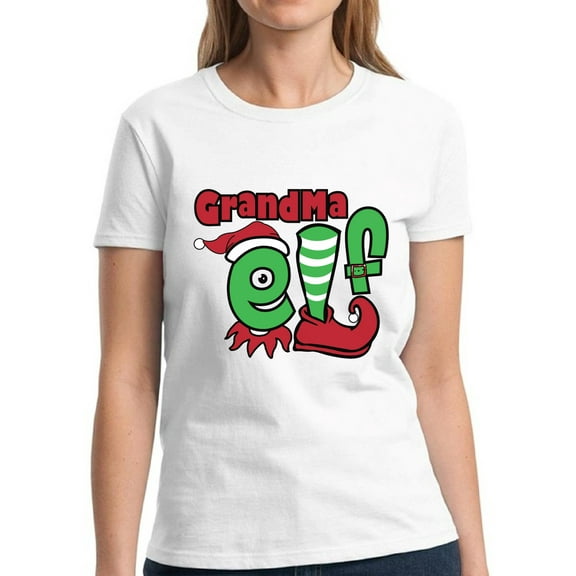 Grandma Elf Family Christmas Print for Her Christmas Shirt for Women - S M L XL 2XL 3XL Xmas Graphic Tee - Holiday Tee Christmas Shirts Ladies Top Gift