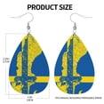 thumbnail image 3 of Sweden Map Flag Leather Teardrop Earring Lightweight Drop Earrings For Women, 3 of 6