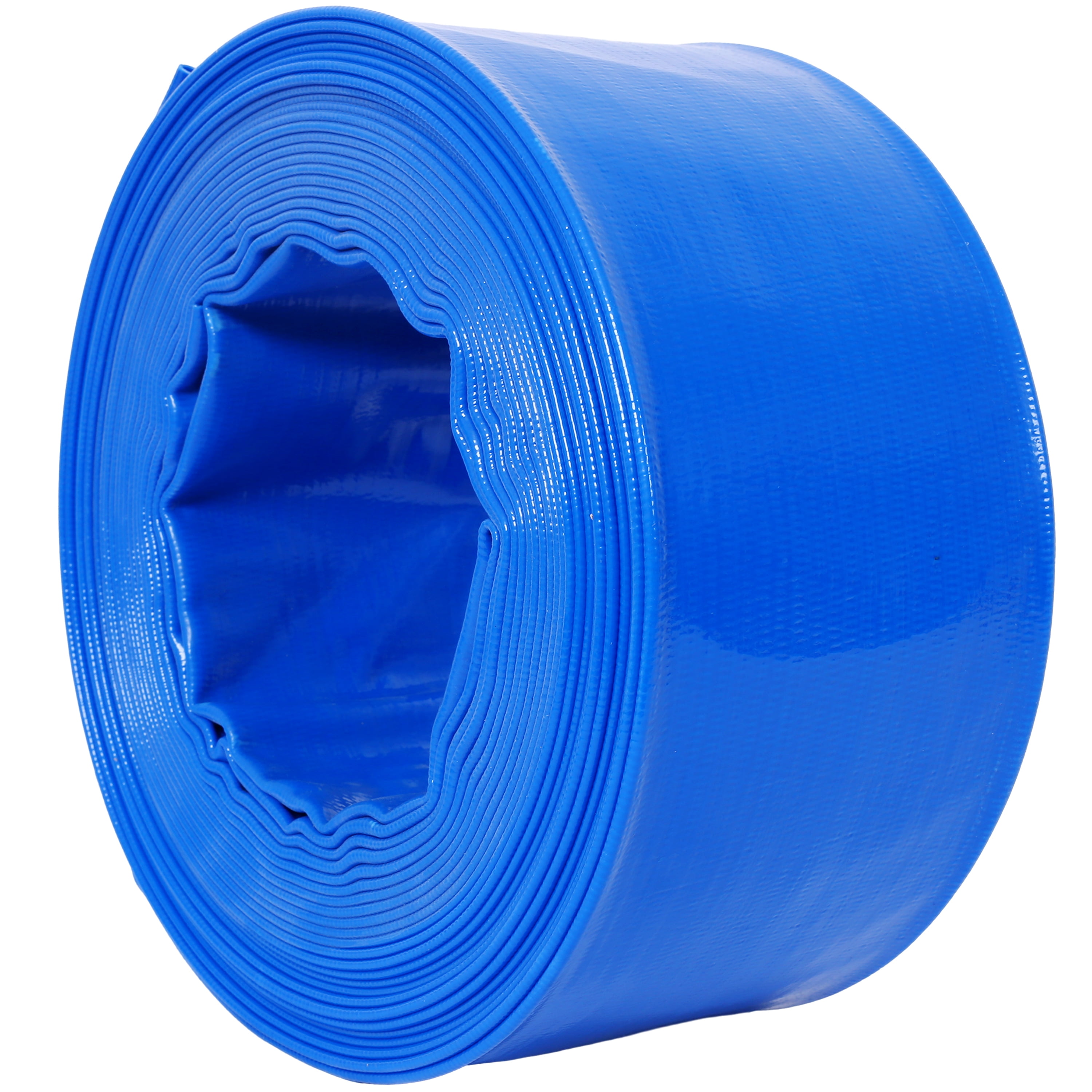 3"x50Ft Filter Backwash Hose, Blue Heavy Duty Reinforced PVC Lay Flat Water Discharge Pump Hoses for Swimming Pool Filter Pump,with 2 Clamp