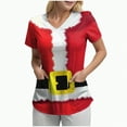 thumbnail image 2 of Towmus Christmas Scrub Tops Women Plus Size Scrub Shirt Nurse Uniforms Xmas Print V-Neck Tunic Tops with Pockets S-3XL, 2 of 6