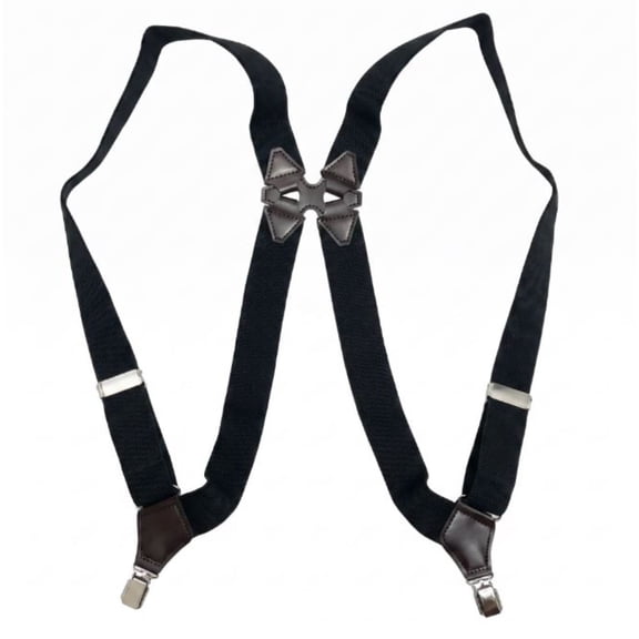 Black Unisex 1.4 "side clip suspenders Adult 2 clip elastic elastic suspenders back straps