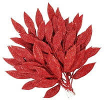 NIYANGLE 10Pcs Red Fake Leaves for Christmas Tree Embellishment Decor