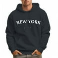 thumbnail image 5 of Men's 100% Cotton New York Letters Hoodie 330g Heavy Pocket Hood, 5 of 16