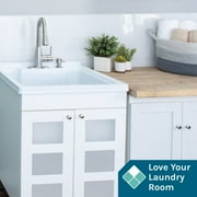 Tehila White Laundry Sink with Cabinet and Stainless Pull-down Faucet