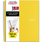 Five Star Spiral Notebook + Study App, 3 Subject, Wide Ruled, 8" x 10.5", Harvest