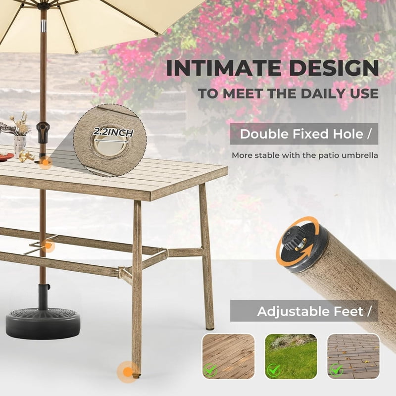 Howcool 7-Piece Outdoor Dining Set for 6, Patio Chat Sets w/ 6 Armchairs & 1 Rectangular Dining Table