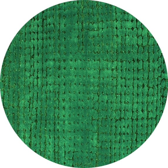 Ahgly Company Indoor Round Abstract Green Modern Area Rugs, 6' Round