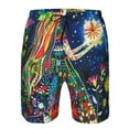 thumbnail image 3 of Adobk Colorful Floral Forest Fairy Print Men's Swim Trunks Hawaiian Bathing Suit Swimsuits Beach Shorts with Pockets-Small, 3 of 6