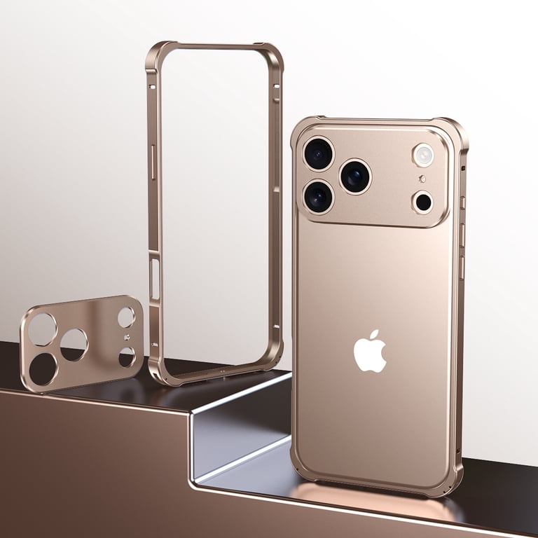 Metal Frameless Case Compatible for iPhone 17 Pro with Camera Lens