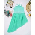 thumbnail image 4 of Yartina Girls Mesh Splice Sleeveless Lyrical Chiffon Irregular Ballet Dance Dress Modern Mint Green XL, 4 of 5
