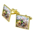 thumbnail image 1 of Backyard Animal Pals Selfie Dogs Cats Hamster Frog Square Cufflink Set - Silver or Gold, 1 of 6