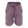 thumbnail image 5 of adviicd Womens Plus Size Shorts Casual Elastic Waist Drawstring Comfy Lightweight Quick Dry Summer Shorts with Pockets Pink, L, 5 of 8