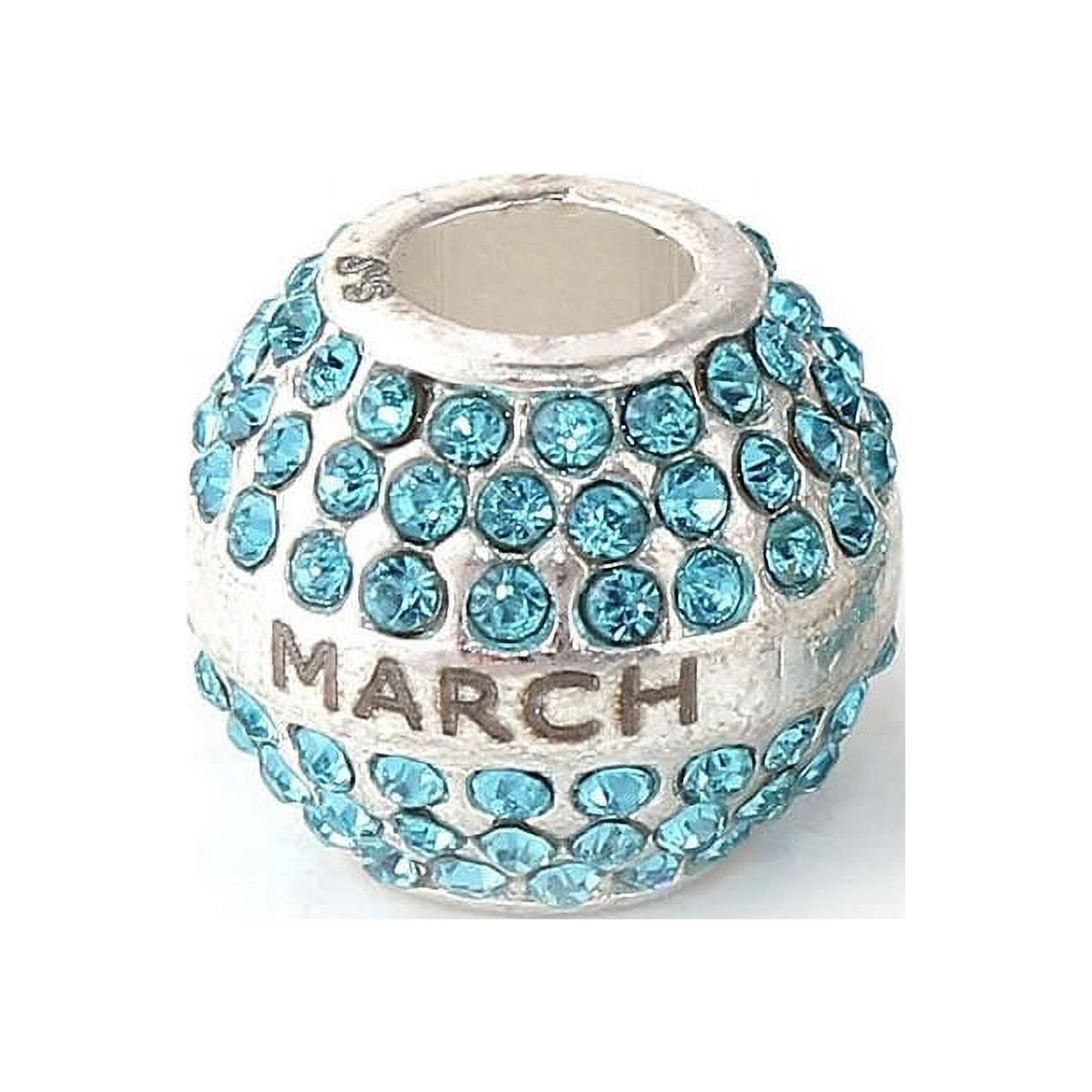 Sexy Sparkles March Birthstone with Month Engraved on Charms for Snake Chain Charm Bracelet