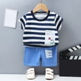 thumbnail image 2 of Quealent Toddler Boy Summer Outfit Set 2 Piece Short Sleeve T Shirt and Short Soft Breathable Cotton Clothing Sets (Light Blue, 9-18 Months), 2 of 6