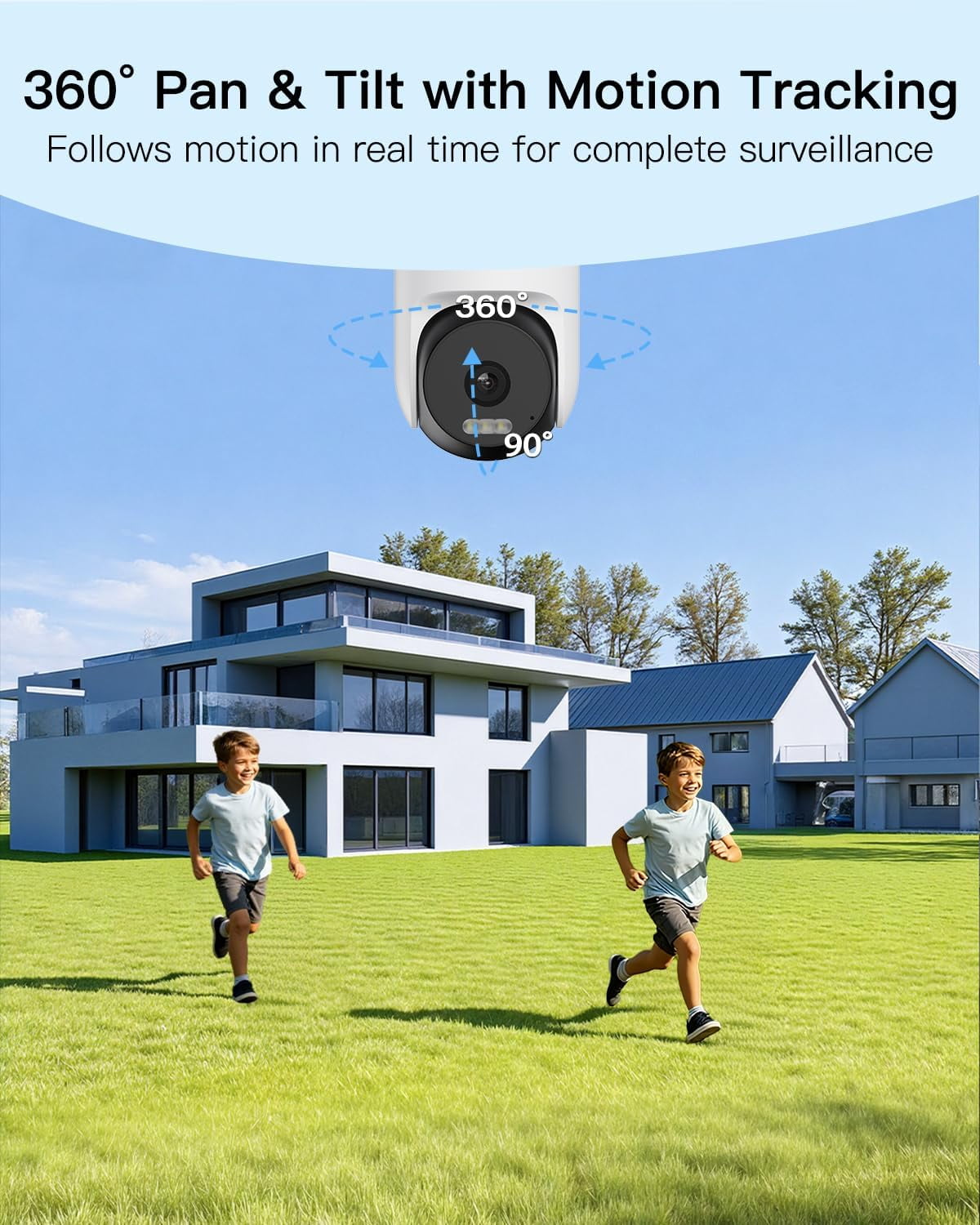 Vimtag 2.5K Security Camera Outdoor, Plug-in 2.4G WiFi Indoor Cameras for Home Security, Color Night Vision, 360° View, Motion Tracking & Alerts, IP66 Waterproof, Works with Alexa, Cloud/SD Storag