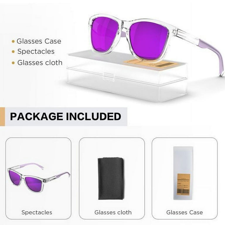 AABV Square Polarized Sunglasses, Fashion Oversized Mirrored Sunglasses  with UV400 Protection for Women Men Driving Running Golf Sports Glasses UV Protection  Designer Style Unisex-Purple 