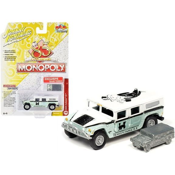 2004 Hummer H1 and Game Token "Monopoly 85th Anniversary" "Pop Culture" Series 1/64 Diecast Model Car by Johnny Lightning