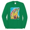 thumbnail image 2 of Wild Bobby Dean Russo Neon Colorfu Dolphin Animal Lover Men Long Sleeve Shirt, Kelly, 3X-Large, 2 of 5